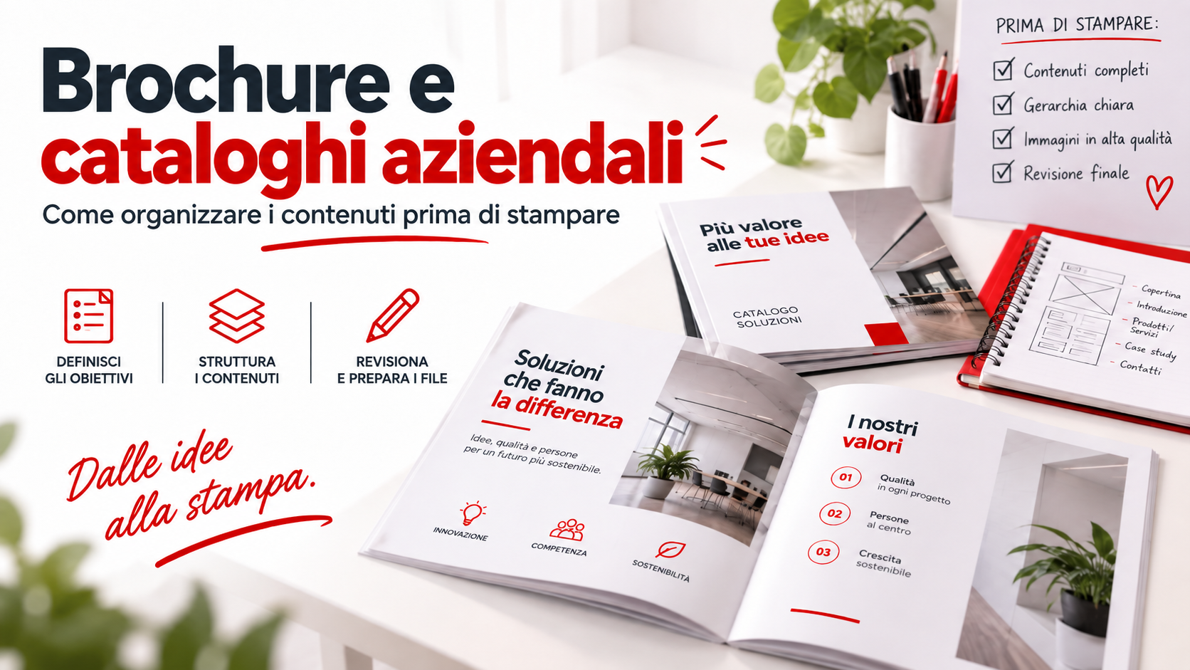 Brochure e cataloghi aziendali: come organizzare i contenuti prima di stampare