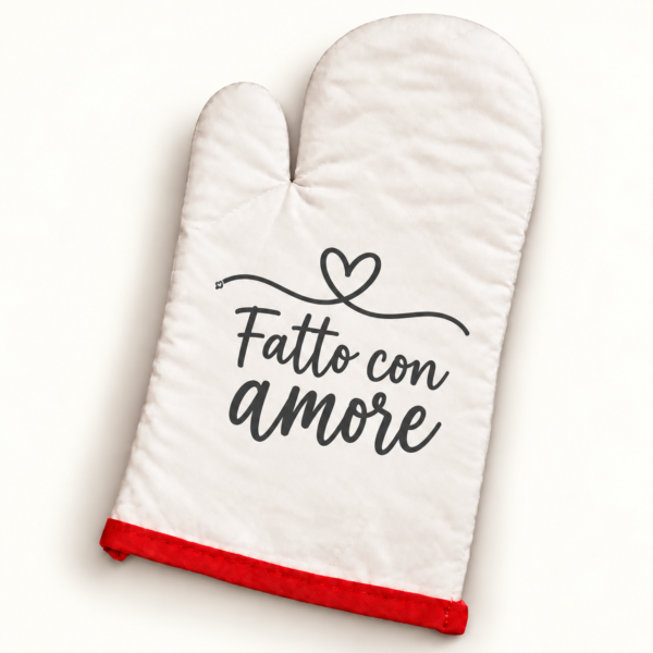 Guanto da forno personalizzato con scritta Fatto con amore