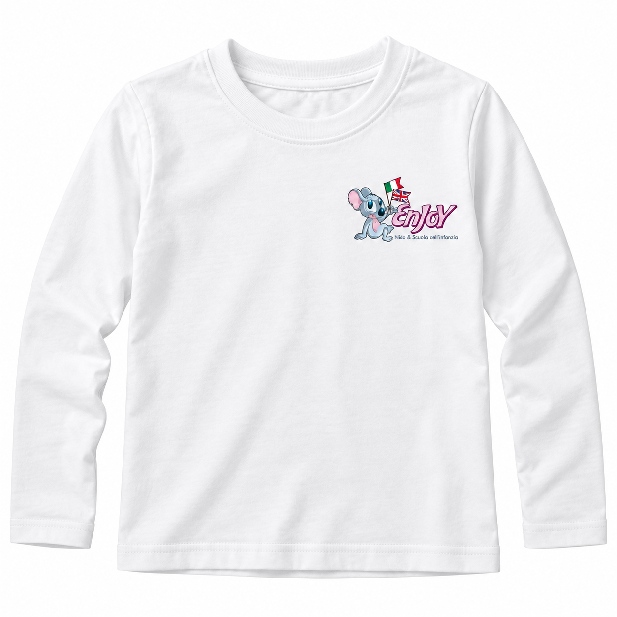 Maglietta manica lunga Nido Enjoy scuola infanzia fronte logo